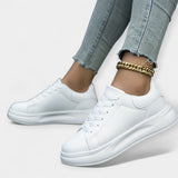 Stela - Chaussures de Sport en Cuir Blanc