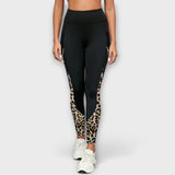 Pantalons de training taille haute avec motif léopard