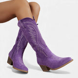 Kinga - Bottines cowboy brodées à la mode