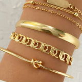 Jeu de Bracelets en Chaîne en Métal de 4 Pièces