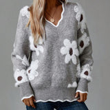 Simona | Pull Floral Élégant avec Décolleté en V