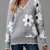 Simona | Pull Floral Élégant avec Décolleté en V