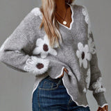Simona | Pull Floral Élégant avec Décolleté en V
