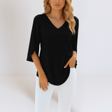 Dana - Blouse élégante avec décolleté en V et manches ouvertes