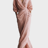 Robe Maxi en Lin avec Décolleté en V