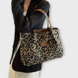Cécile. - Sac en toile à motif léopard