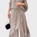 Stella - Haut large et pantalon avec fente – Ensemble deux pièces en chiffon