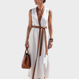 Lidia - Robe Midi avec Détail Contrastant