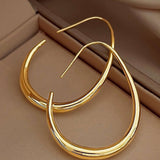 Boucles d'Oreilles Ovales en Métal