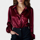 Viktorie - Blouse en satin avec col