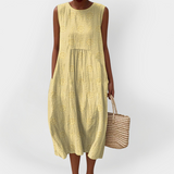 Robe en coton élégante sans manches avec poches