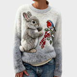 Lucy - Pull en peluche avec un lapin de Noël