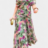 Magda - Robe longue fleurie avec décolleté en V