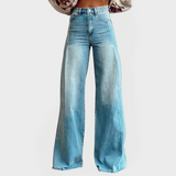 Karolína - Pantalon en Jean Stylé avec Jambes Larges