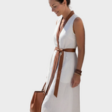 Lidia - Robe Midi avec Détail Contrastant