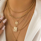Collier Pendentif Géométrique en Chaîne Métallique