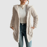 Barbora - Cardigan à capuche en fausse fourrure