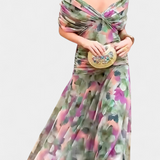 Magda - Robe longue fleurie avec décolleté en V