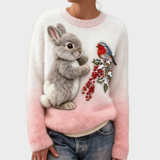 Lucy - Pull en peluche avec un lapin de Noël