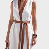 Lidia - Robe Midi avec Détail Contrastant