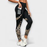 Pantalons de training taille haute avec motif léopard