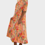 Emma - Robe midi légère et fluide à fleurs