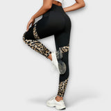 Pantalons de training taille haute avec motif léopard