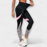 Pantalons de training taille haute avec motif léopard