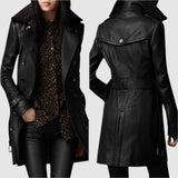 Laura - Manteau en cuir élégant 3/4