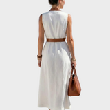 Lidia - Robe Midi avec Détail Contrastant