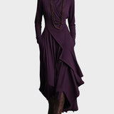 Teresa - Robe maxi en tricot asymétrique avec col roulé