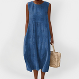 Robe en coton élégante sans manches avec poches