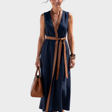Lidia - Robe Midi avec Détail Contrastant