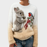 Lucy - Pull en peluche avec un lapin de Noël