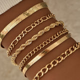 Ensemble de Bracelets en Chaîne Cubaine de 6 Pièces