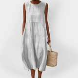 Robe en coton élégante sans manches avec poches