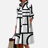 Robe midi avec motif géométrique