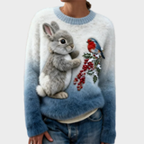 Lucy - Pull en peluche avec un lapin de Noël