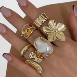 Bague Ouverte en Forme de Fleur Liquide de Perle
