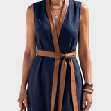Lidia - Robe Midi avec Détail Contrastant