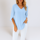 Dana - Blouse élégante avec décolleté en V et manches ouvertes