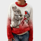 Lucy - Pull en peluche avec un lapin de Noël