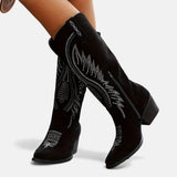 Kinga - Bottines cowboy brodées à la mode