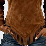 Petra – Sweat élégant pour femme avec fourrure et franges