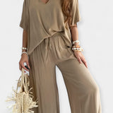 Veronika - Ensemble décontracté avec pantalon large et blouse fluide