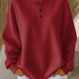 Giulia | Pull Henley en Maille Waffle Confortable