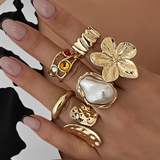 Bague Ouverte en Forme de Fleur Liquide de Perle