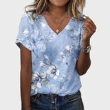 Anežka - Blouse féminine à fleurs avec décolleté en V