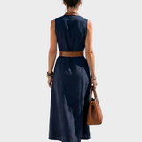 Lidia - Robe Midi avec Détail Contrastant