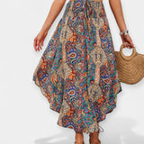 Lucie - Jupe midi à fleurs taille haute